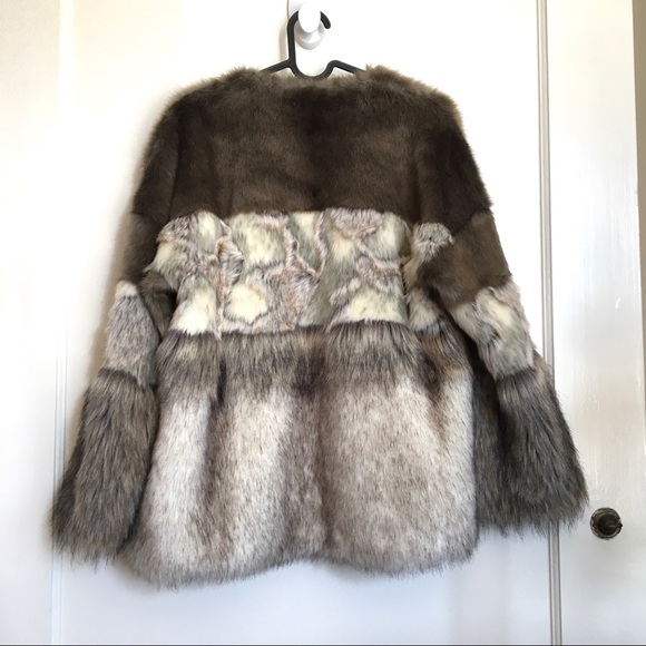 Zara Multi-color Contrasting Faux Fur Jacket Coat - Picture 13 of 15